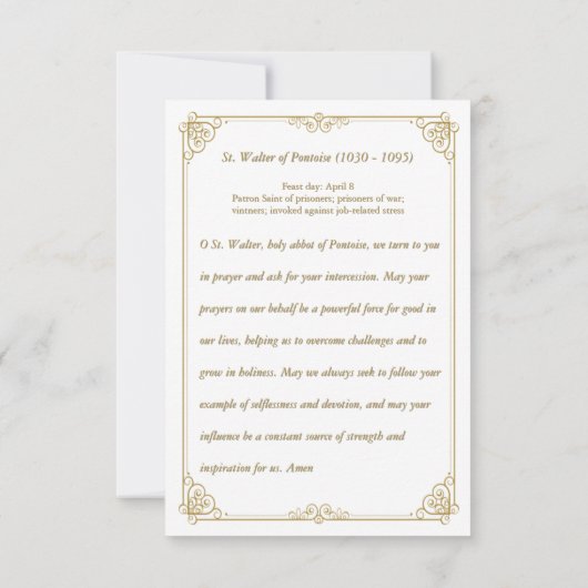 St. Walter van Pontoise Italiaans Sint Gebed Kaart (Achterkant)