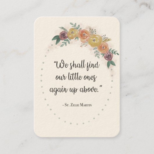 St. Zelie Martin Consolation Miscara Heilige Kaart Visitekaartje (Voorkant)