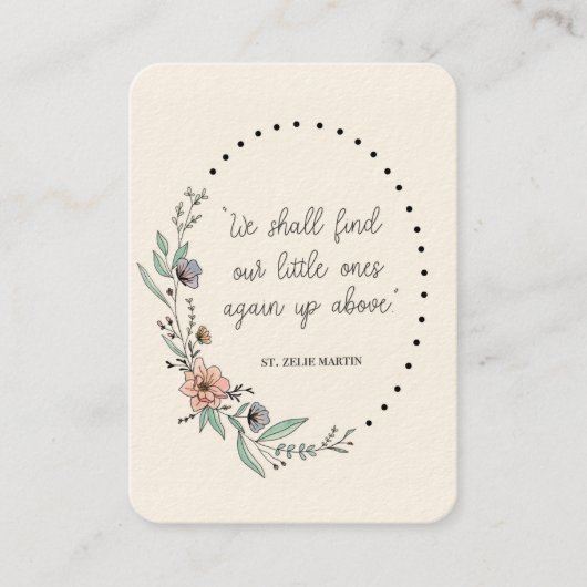 St. Zelie Martin Consolation Miscara Heilige Kaart Visitekaartje (Voorkant)