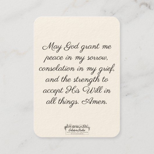 St. Zelie Martin Consolation Miscara Heilige Kaart Visitekaartje (Achterkant)