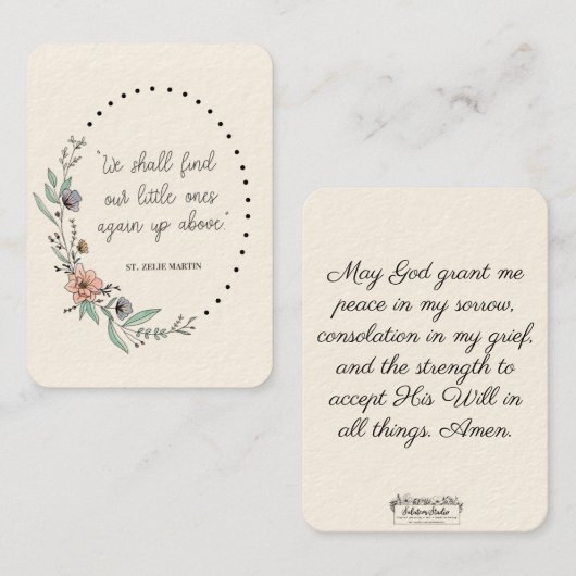 St. Zelie Martin Consolation Miscara Heilige Kaart Visitekaartje (Voorkant / Achterkant)