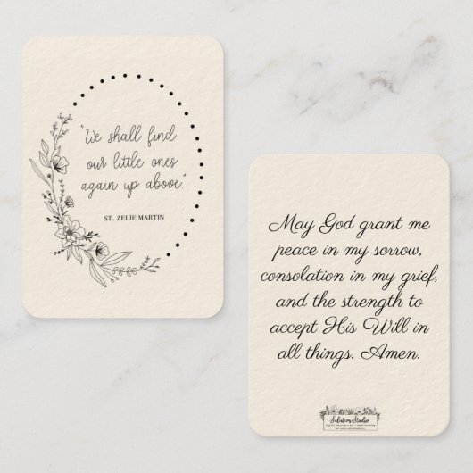 St. Zelie Martin Consolation Miscara Heilige Kaart Visitekaartje (Voorkant / Achterkant)