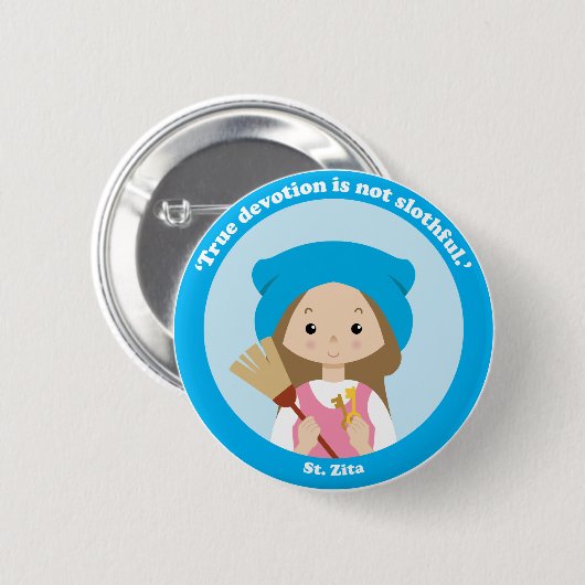 St. Zita Ronde Button 5,7 Cm (Voorkant /achterkant)