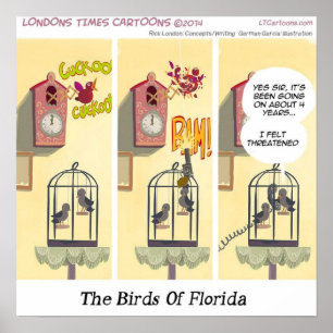 Sta je aardeboze vogel met Pistool op Poster