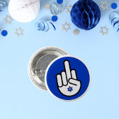 Sta met Israël, middelvinger Hamsa Ronde Button 3,2 Cm