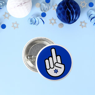 Sta met Israël, middelvinger Hamsa Ronde Button 3,2 Cm