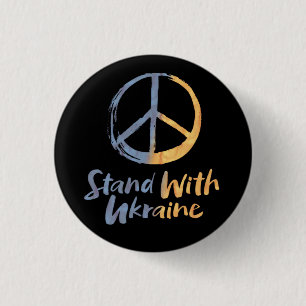 Sta met Oekraïne - VREDE Symbool Teken Vrijheid Ronde Button 3,2 Cm