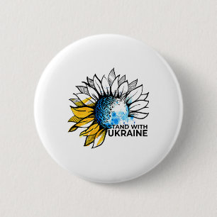 Sta met Oekraïne Zonnebloem - Oekraïne Sterke Klon Ronde Button 5,7 Cm