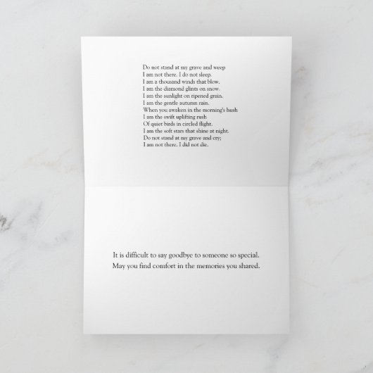 Sta niet in mijn grave en weep, duif of Peace Kaart (Binnen)