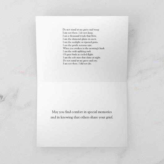 Sta niet in mijn grave en weep, met sympathie kaart (Binnen)