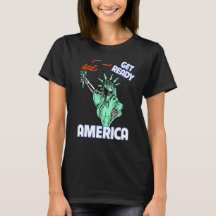 Sta op Amerika Schaap Gas Masker Vrijheidsbeeld T-shirt