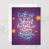 Sta op en begin je dromen te volgen briefkaart (Voorkant / Achterkant)