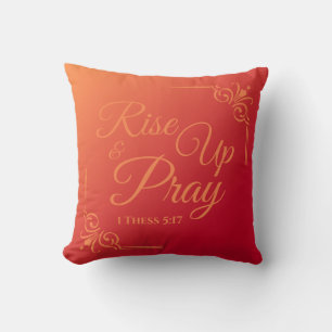 Sta op en bid 1 Thess 5:17 Rood Sinaasappel Kussen