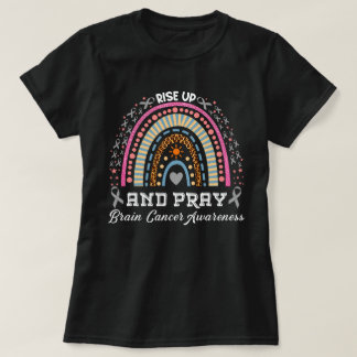Sta op en bid hersenkankerbewustzijn regenboog t-shirt