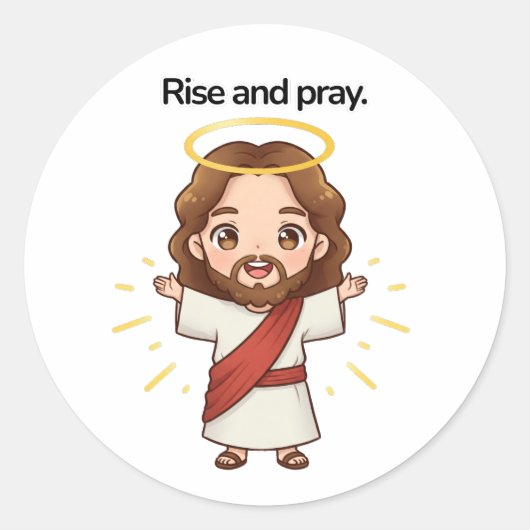 Sta op en bid - Jezus reageert Ronde Sticker (Voorkant)