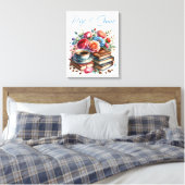 Sta op en schijn  koffiekopje en bloemen canvas afdruk (Insitu (Slaapkamer))