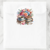 Sta op en schijn  koffiekopje en bloemen ronde sticker (Tas)