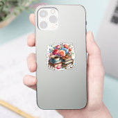 Sta op en schijn  koffiekopje en bloemen sticker (Telefoon)