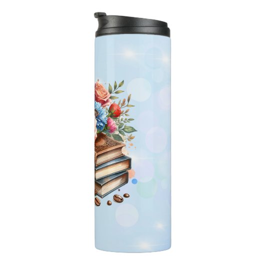 Sta op en schijn koffiekopje en bloemen thermosbeker (Geroteerd rechts)