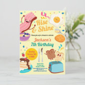 Sta op en schijn ontbijt brunch uitnodiging (Staand voorkant)