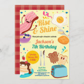 Sta op en schijn ontbijt brunch uitnodiging (Voorkant / Achterkant)