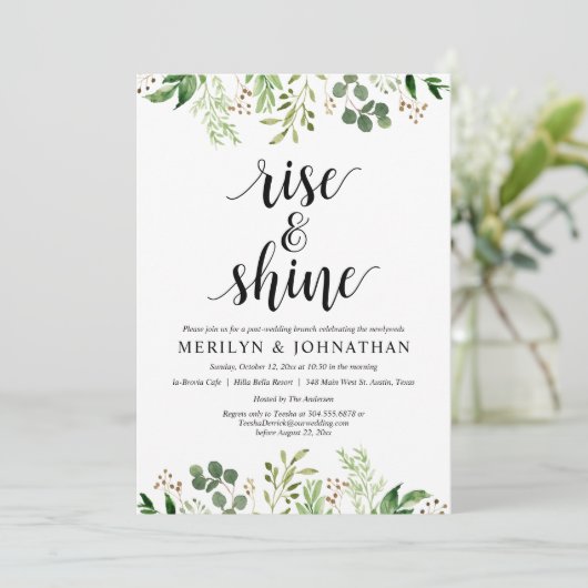 Sta op en schitter, Groene Post Huwelijks Brunch Kaart (Staand voorkant)