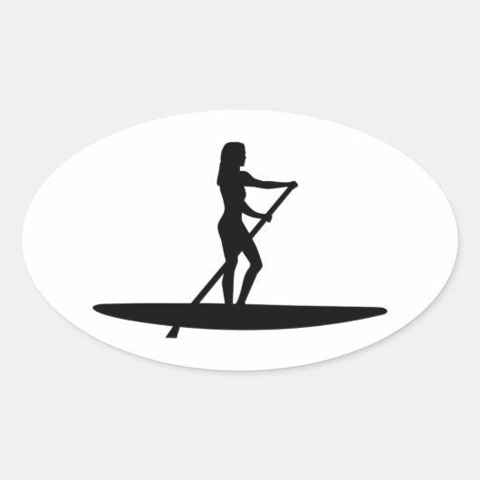 Sta op paddling meisje ovale sticker (Voorkant)