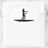 Sta op paddling meisje ovale sticker (Tas)