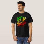 Sta op, sta op! Rasta Kleuren Reggae T-Shirt (Voorkant volledig)