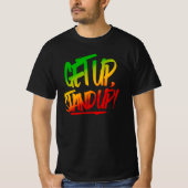 Sta op, sta op! Rasta Kleuren Reggae T-Shirt (Voorkant)