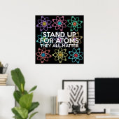 STA OP VOOR ATOMEN Wetenschap grap Poster (Thuiskantoor)