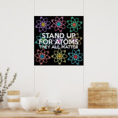 STA OP VOOR ATOMEN Wetenschap grap Poster (Keuken)