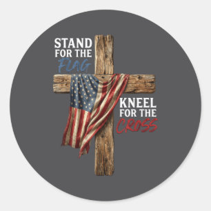 Sta op voor de vlag kniel voor het Amerikaanse kru Ronde Sticker