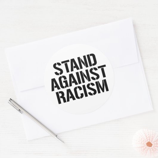 Sta tegen racisme ronde sticker (Envelop)