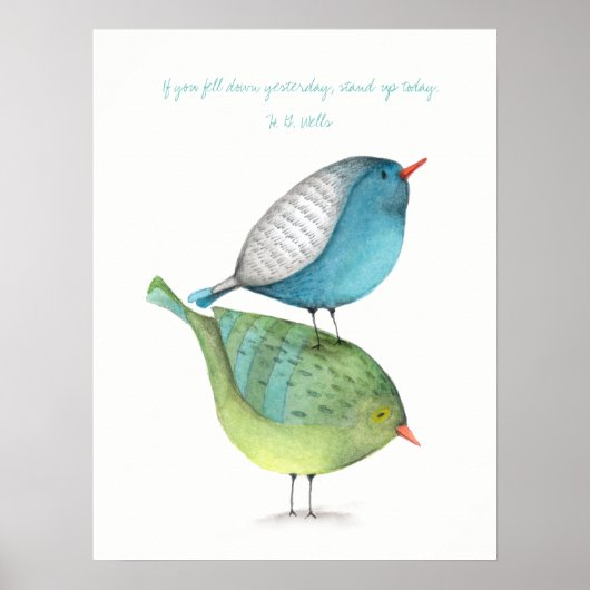 Sta vandaag rechtop witte achtergrondposter poster (Voorkant)