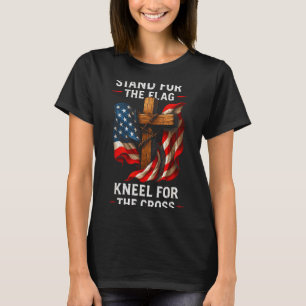 Sta Voor De Vlag Kniel Voor Het Kruis Amerikaanse T-shirt