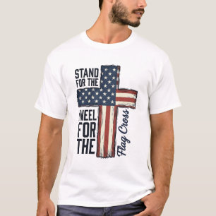 Sta voor de vlag kniel voor het kruis shirt ontwer