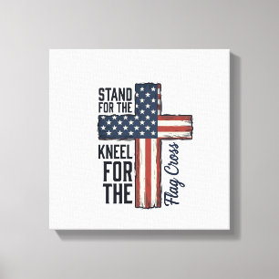 Sta voor de vlag kniel voor het kruis shirt ontwer canvas afdruk