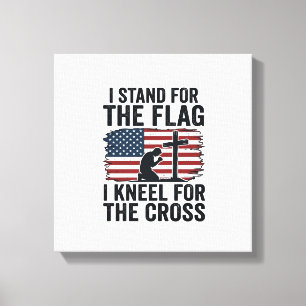 Sta voor de vlag kniel voor het kruis shirt ontwer canvas afdruk