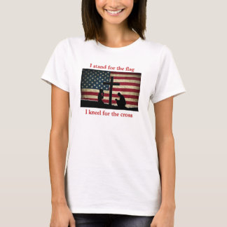 Sta voor de vlag - kniel voor het kruis t-shirt