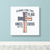 Sta voor de Vlag Patriottisch Kruis Ontwerp_1 Canvas Afdruk (Insitu (Houten vloer))
