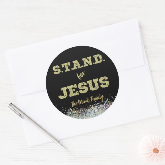 Sta voor Jezus Kerk of Jeugdgroep Ronde Sticker (Envelop)