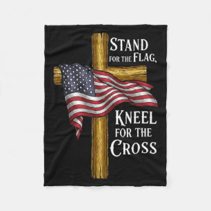 Sta voor vlag kniel voor kruis patriottisch christ fleece deken