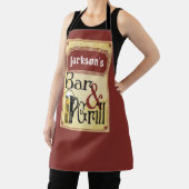 Staaf en Grill teken voeg naam toe Schort (Insitu)