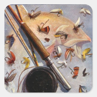 Staaf en vliegen vierkante sticker
