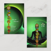 STAAF VAN ASCLEPIUS,7 CHAKRAS YOGA LOTUS POSE Groe Visitekaartje (Voorkant / Achterkant)