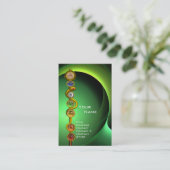 STAAF VAN ASCLEPIUS,7 CHAKRAS YOGA LOTUS POSE Groe Visitekaartje (Staand voorkant)