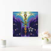 STAAF VAN ASCLEPIUS 7 CHAKRAS, YOGA, SPIRITUELE VIERKANTE KLOK (Huis)