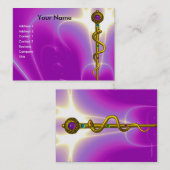 STAAF VAN ASCLEPIUS levendige gouden amethist Visitekaartje (Voorkant / Achterkant)