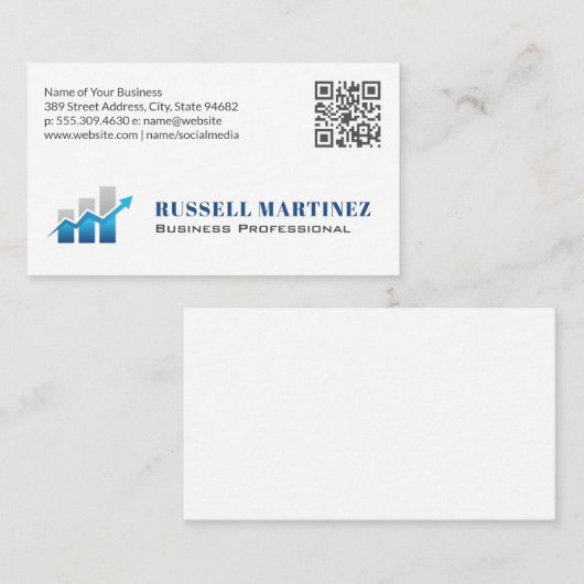 Staafdiagram aandelen | Financieel QR-code Visitekaartje (Voorkant / Achterkant)